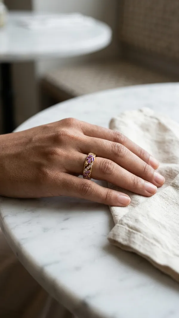 Storie_Taylor_18K_Gold-Plated_Lavender_Leaf_Meenakari_Band_Ring_for_Women_|_Purple_Enamel_&_Crystal_Eternity_Style_Ring