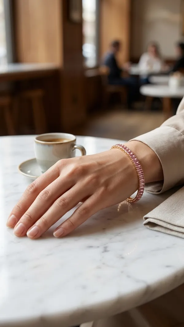 Storie_Taylor_18K_Gold-Plated_Pink_Baguette_Cut_Zirconia_Tennis_Bracelet_for_Women_|_Minimalist_Crystal_Link_Bracelet