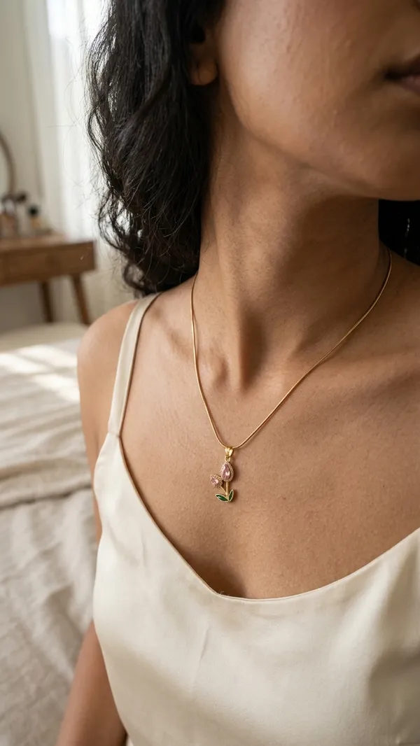 Storie_Taylor_18K_Gold_Plated_Pink_Crystal_Tulip_Flower_Pendant_Necklace_with_Snake_Chain_for_Women_&_Girls_|_Minimalist_Floral_Jewellery_Gift