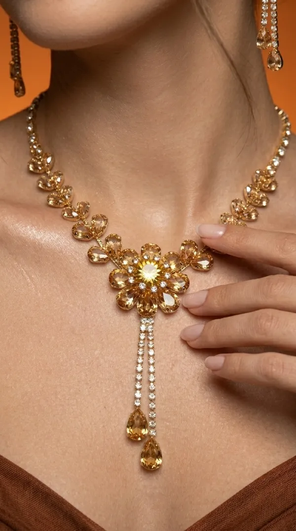 Storie_Taylor_Champagne_Gold_Floral_Crystal_Necklace_Set_with_Tassel_Earrings