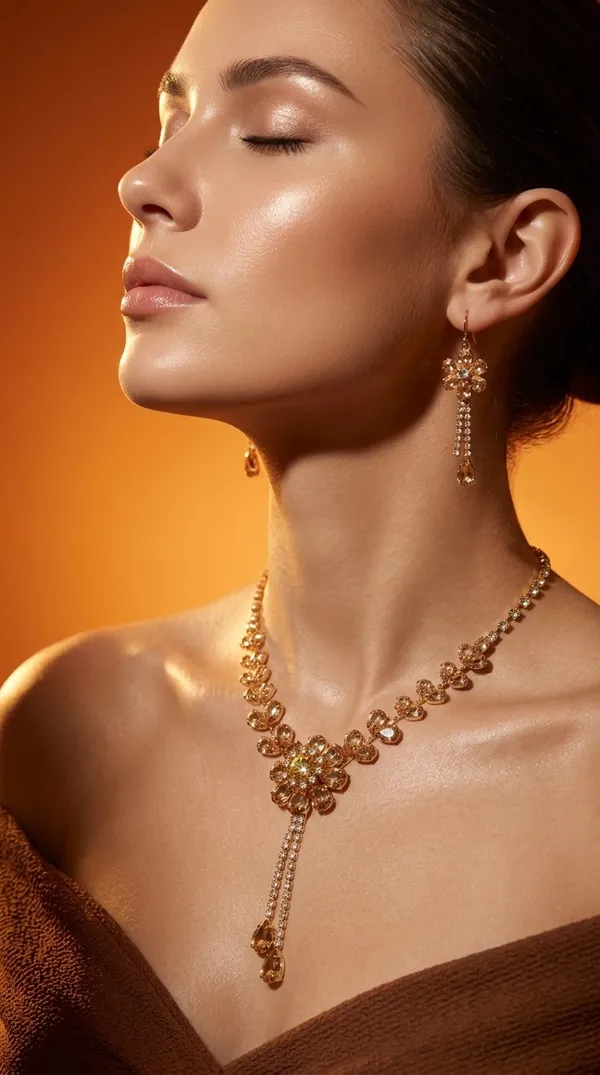 Storie_Taylor_Champagne_Gold_Floral_Crystal_Necklace_Set_with_Tassel_Earrings