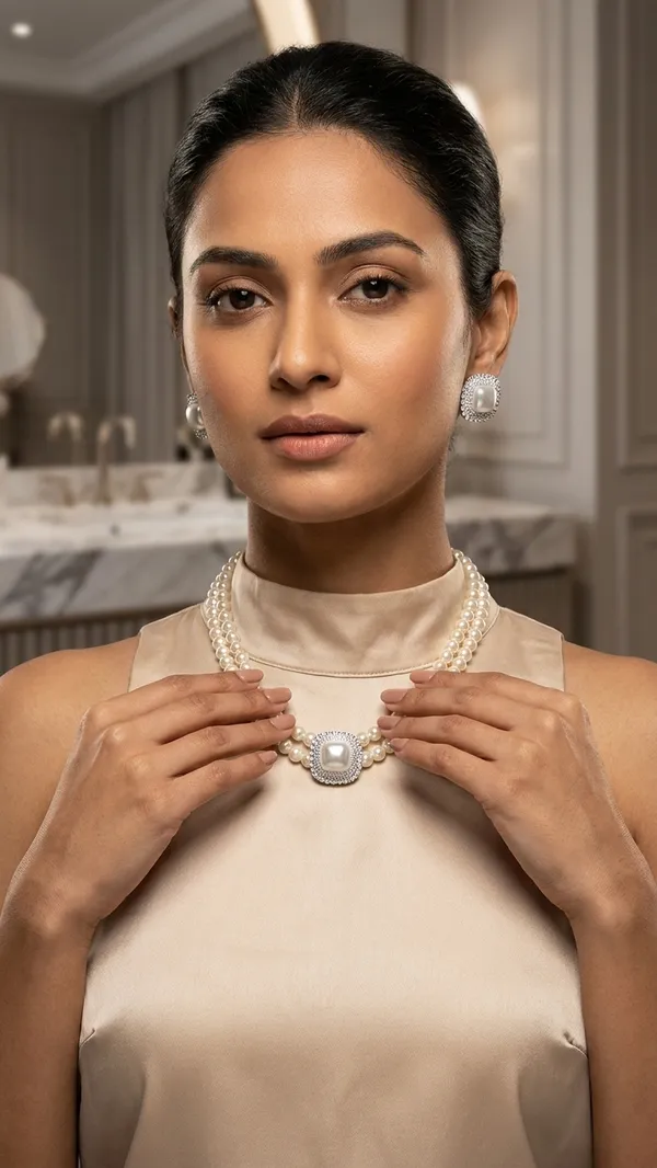 Storie_Taylor_Elegant_Double_Layer_Pearl_Necklace_Set_with_Square_Stud_Earrings_for_Women_&_Girls_|_Vintage_Baroque_Style_Faux_Pearl_Choker_Jewelry_Set