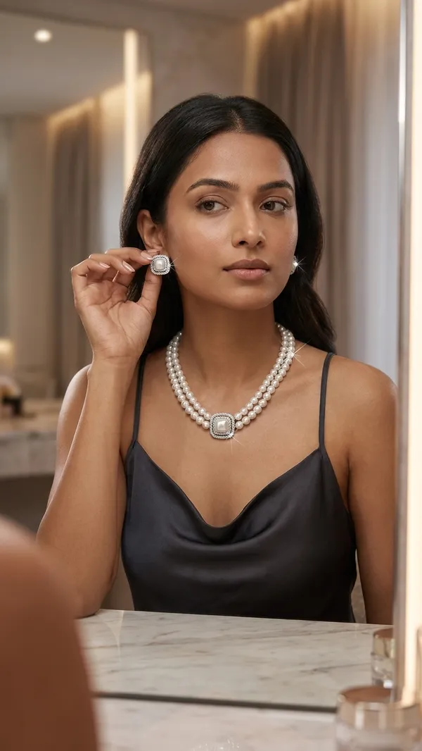 Storie_Taylor_Elegant_Double_Layer_Pearl_Necklace_Set_with_Square_Stud_Earrings_for_Women_&_Girls_|_Vintage_Baroque_Style_Faux_Pearl_Choker_Jewelry_Set