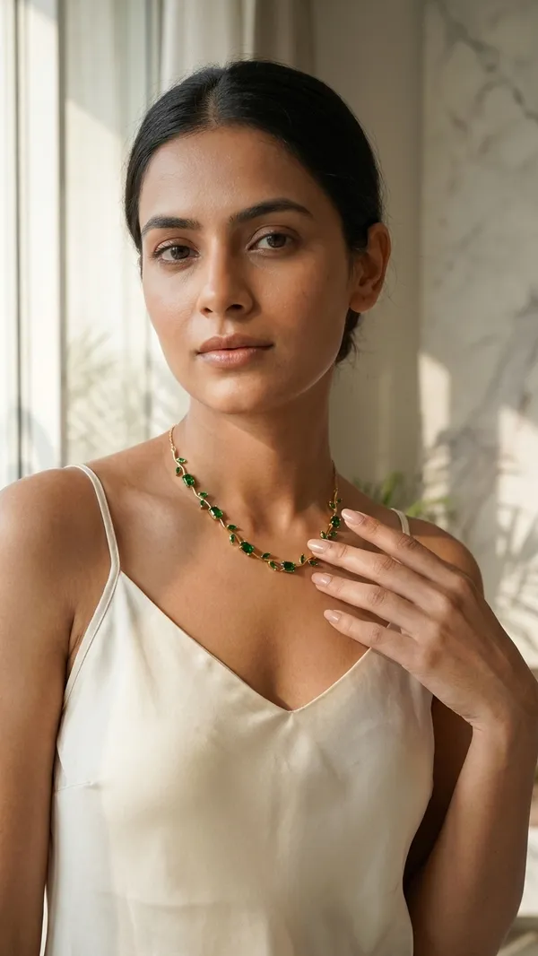 Storie_Taylor_Elegant_Emerald_Green_Leaf_Vine_Necklace