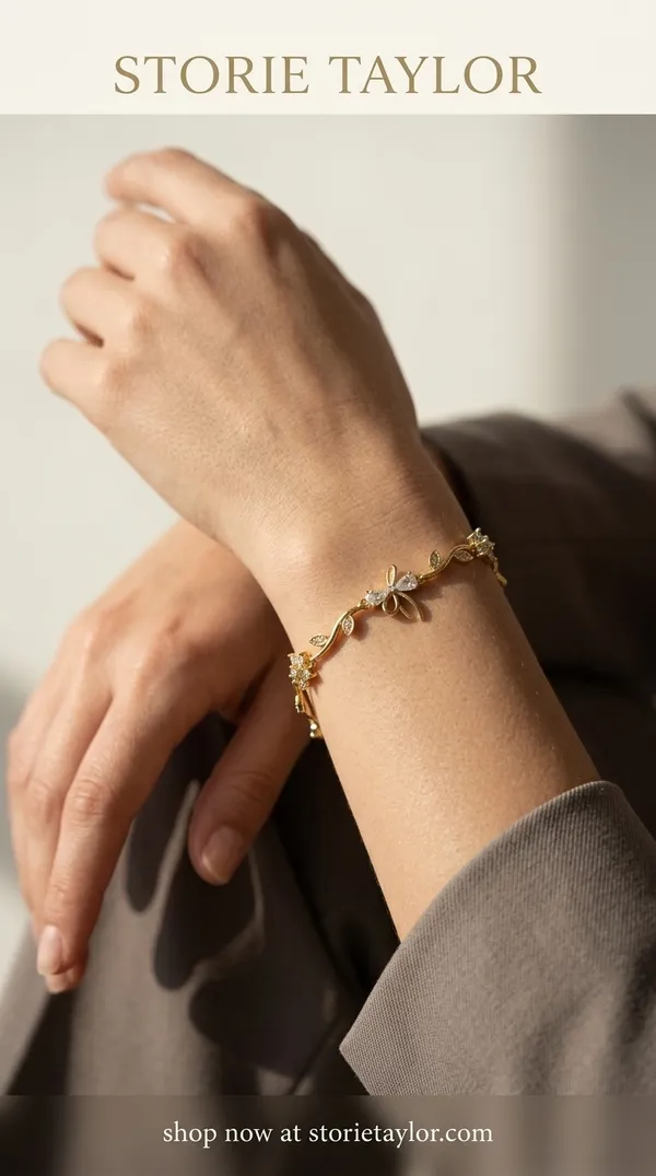 Storie_Taylor_Gold-Plated_Crystal_Floral_&_Butterfly_Bracelet