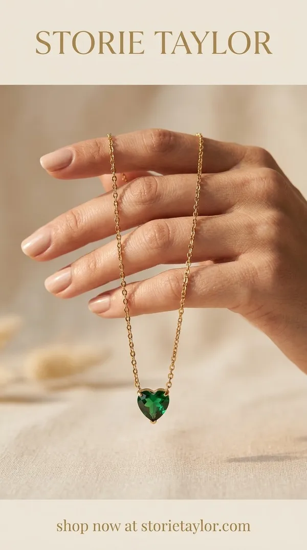 Storie_Taylor_Gold-Plated_Emerald_Green_Heart_Pendant_Necklace