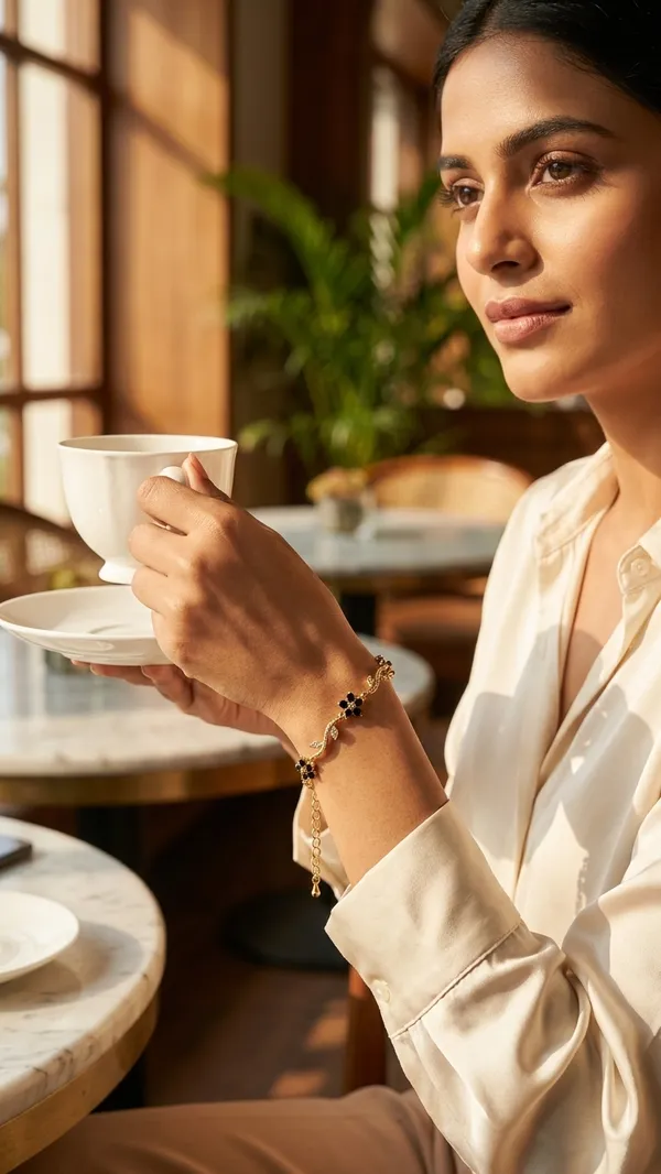 Storie_Taylor_Gold-Plated_Floral_&_Butterfly_Bracelet_with_Black_Stones