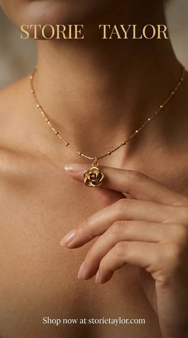 Storie_Taylor_Gold-Plated_Rose_Pendant_Necklace_with_Beaded_Chain