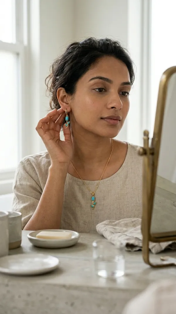 Storie_Taylor_Gold-Plated_Turquoise_Floral_Pendant_Necklace_with_Matching_Earrings_Set