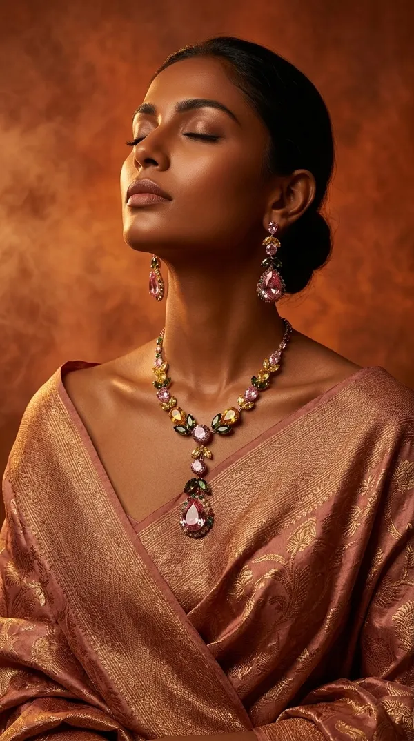 Storie_Taylor_Golden_Honey_Floral_Crystal_Necklace_Set_|_Amber_Stone_Champagne_Wedding_Jewelry_with_Long_Tassel_Earrings