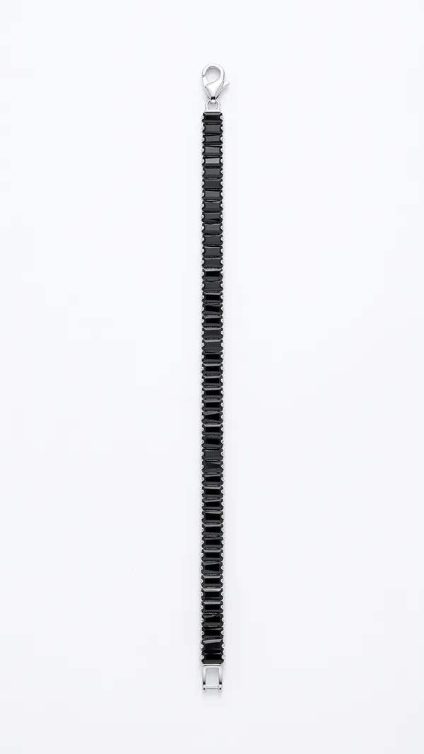 Storie_Taylor_Silver-Plated_Black_Baguette_Cut_Zirconia_Tennis_Bracelet_for_Women_&_Men_|_Unisex_Minimalist_Crystal_Link_Bracelet