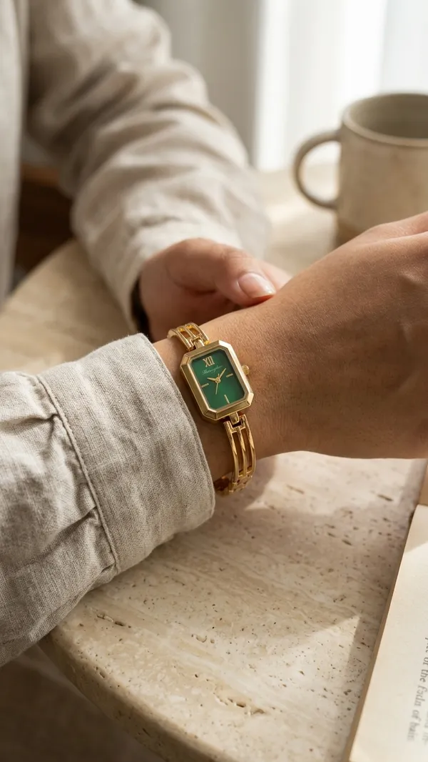 Storie_Taylor_Women_Gold-Plated_Emerald_Green_Rectangular_Dial_Bracelet_Watch