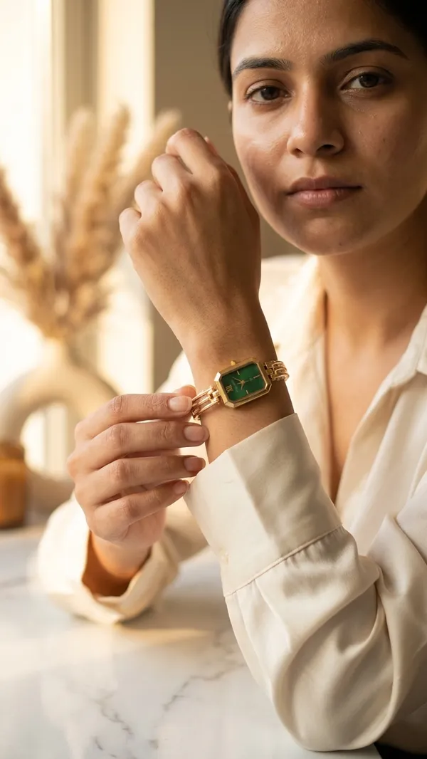 Storie_Taylor_Women_Gold-Plated_Emerald_Green_Rectangular_Dial_Bracelet_Watch