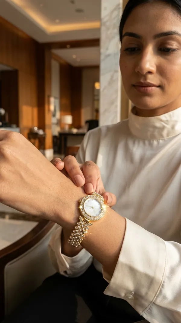 Storie_Taylor_Women_Gold-Plated_Iridescent_Rainbow_Crystal_Rectangular_Watch