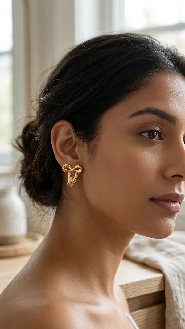 Trendy_Gold_Bow_Stud_Earrings_for_Women_|_Premium_Korean_Style_Statement_Earrings