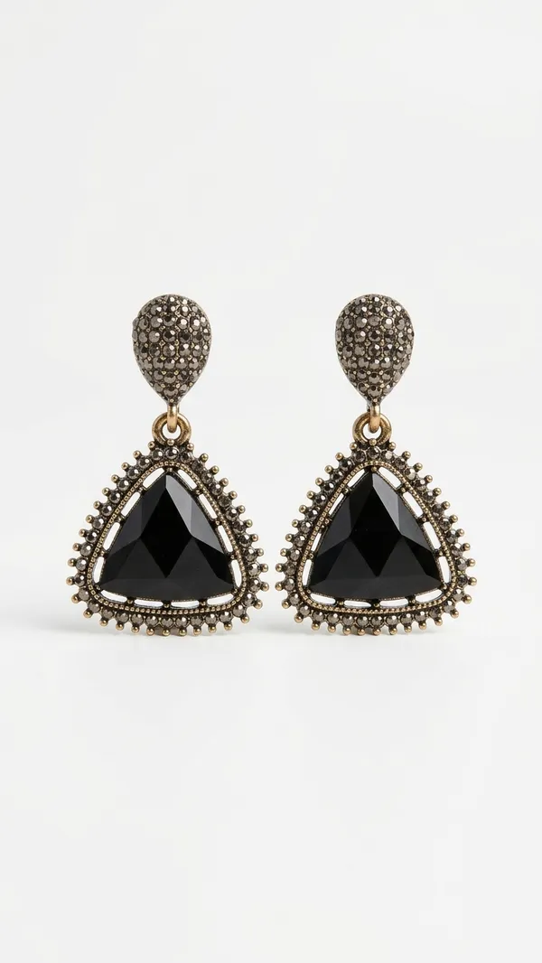 Vintage-Inspired_Noir_Triangle_Drop_Earrings_–_Antique_Gold_with_Black_Faceted_Stone