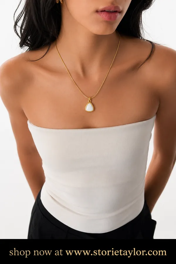 White_Stone_Gold_Plated_Triangle_Pendant_with_Snake_Chain_|_Premium_Imported_Jewellery