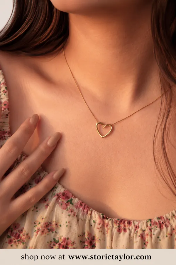 Women’s_Gold_Plated_Open_Heart_Pendant_Necklace_with_Snake_Chain_|_Korean_Style_|_Daily_Wear_Fashion_Jewellery