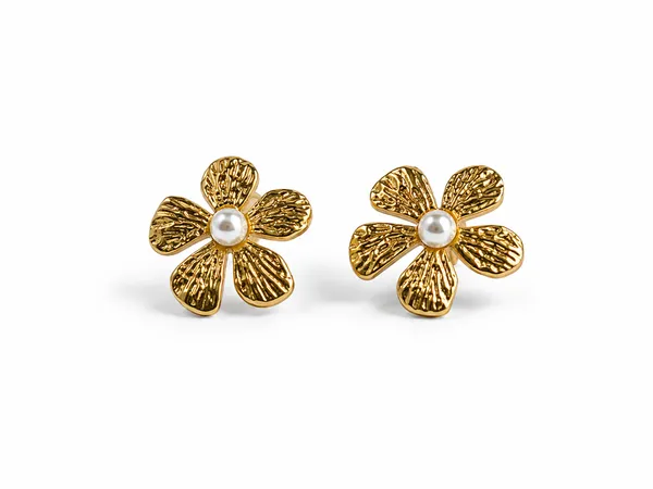 Women’s_Gold-Toned_Floral_Pearl_Stud_Earrings_|_Lightweight_Designer_Flower_Earrings_|_Premium_Fashion_Jewellery