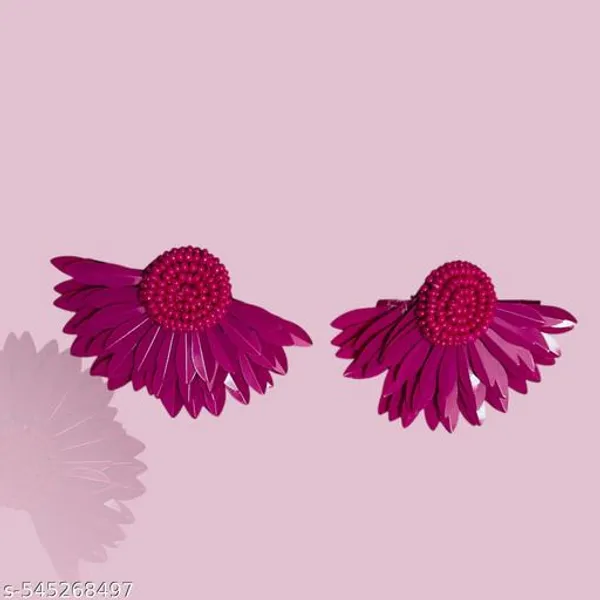 Handmade_Hot_Pink_Floral_Beaded_Earrings
