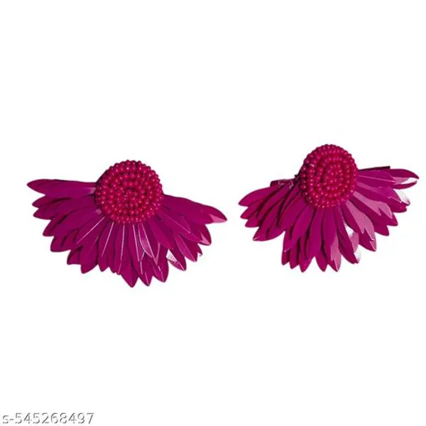 Handmade_Hot_Pink_Floral_Beaded_Earrings
