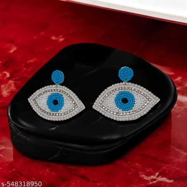 Blue_And_White_Pearl_Design_Trendy_Evil_Eye_Beaded_Statement_Earrings