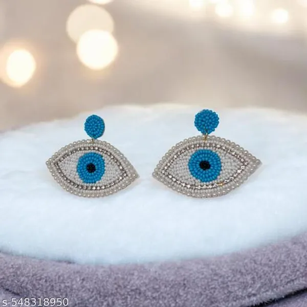 Blue_And_White_Pearl_Design_Trendy_Evil_Eye_Beaded_Statement_Earrings