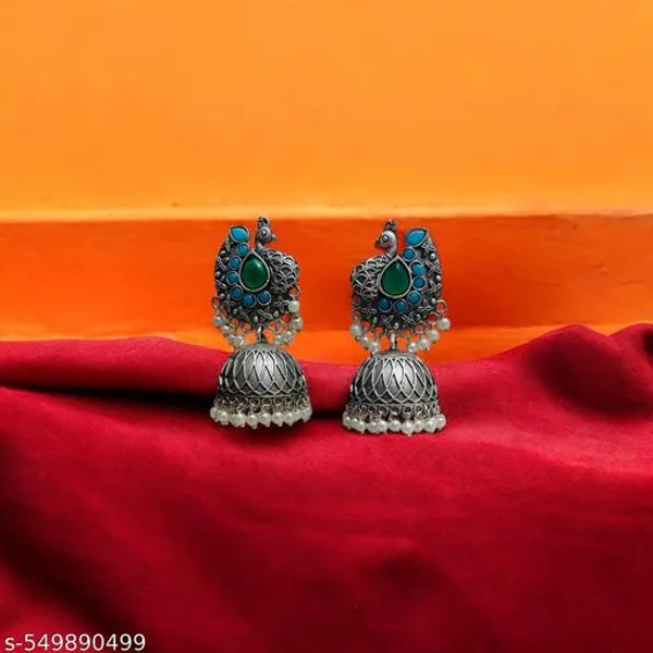 Antique_Silver_Handcrafted_Peacock_Jhumka_Earrings