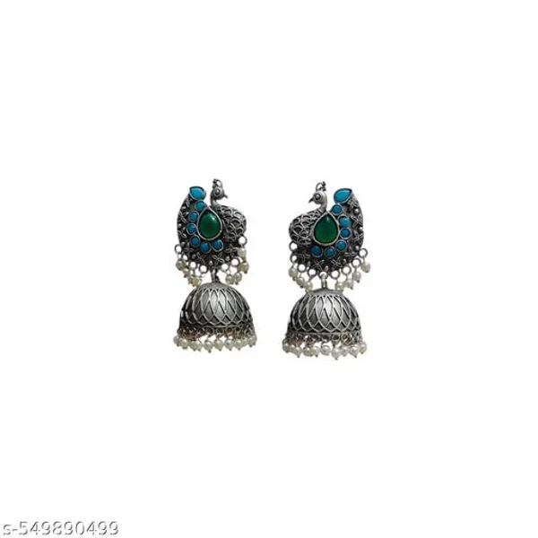 Antique_Silver_Handcrafted_Peacock_Jhumka_Earrings