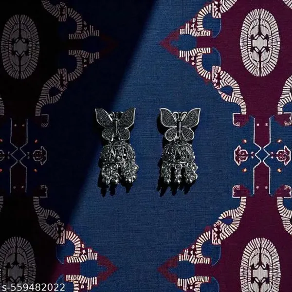 Trendy_Oxidized_Butterfly_Jhumka_Earrings_|_Antique_Silver_Plated