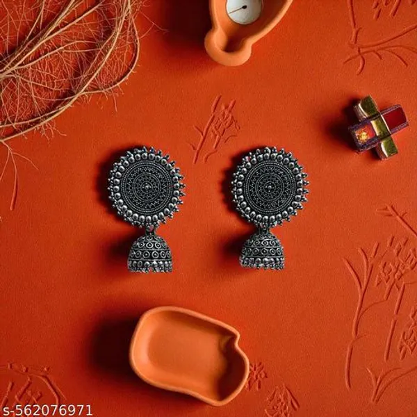Trendy_Oxidised_Silver_Jhumka_Earrings_For_Women_And_Girls