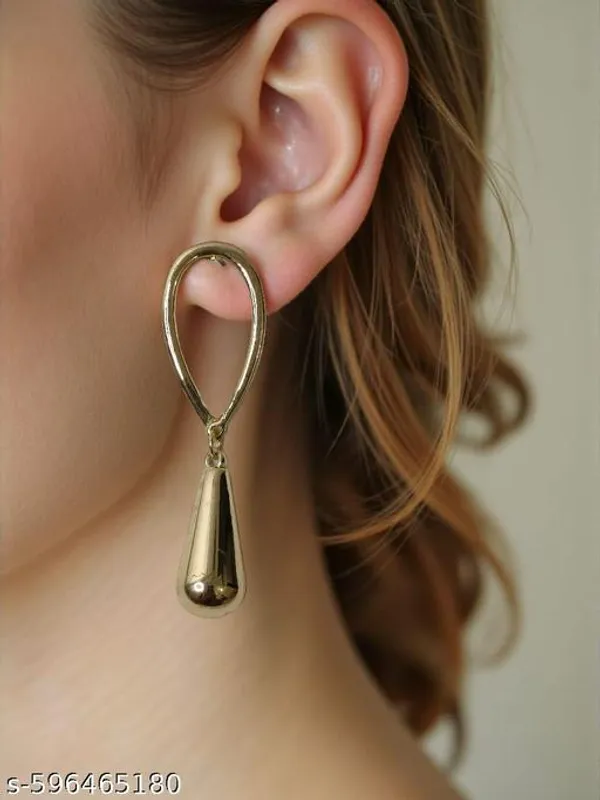 Trendy_Gold_Plated_Teardrop_Earrings_For_Women_And_Girls