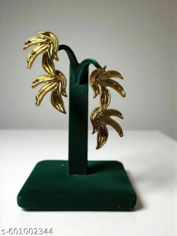 Gold_Tone_Leaf_Design_Earrings_For_Women_And_Girls