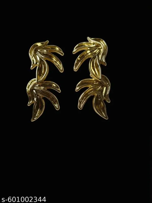 Gold_Tone_Leaf_Design_Earrings_For_Women_And_Girls