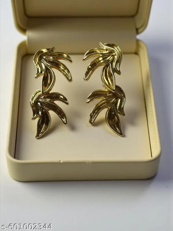 Gold_Tone_Leaf_Design_Earrings_For_Women_And_Girls