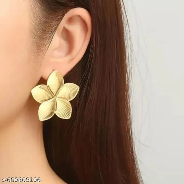 Elegant_Gold_Plated_Floral_Earrings_For_Women_And_Girls