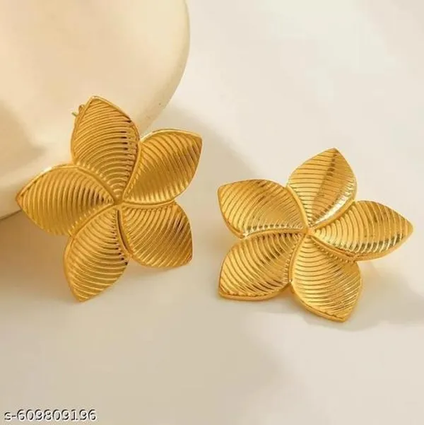 Elegant_Gold_Plated_Floral_Earrings_For_Women_And_Girls