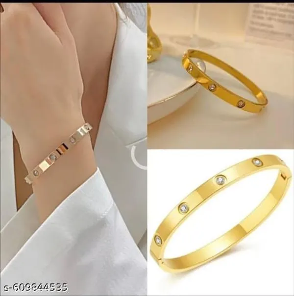 Gold_Plated_Stylish_Screw_Design_Bracelet_With_Sparkling_Stones