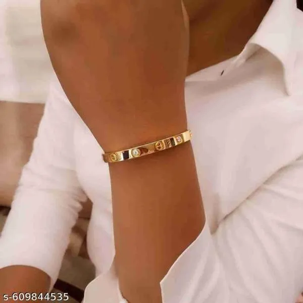 Gold_Plated_Stylish_Screw_Design_Bracelet_With_Sparkling_Stones