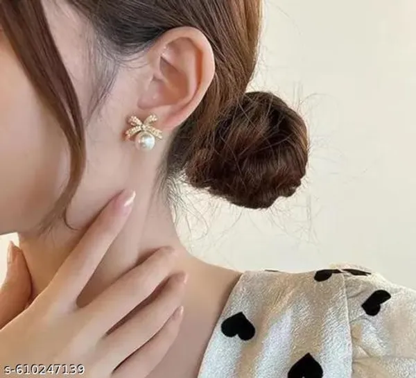 Elegant_Pearl_Drop_Bow_Earrings_For_Women_And_Girls