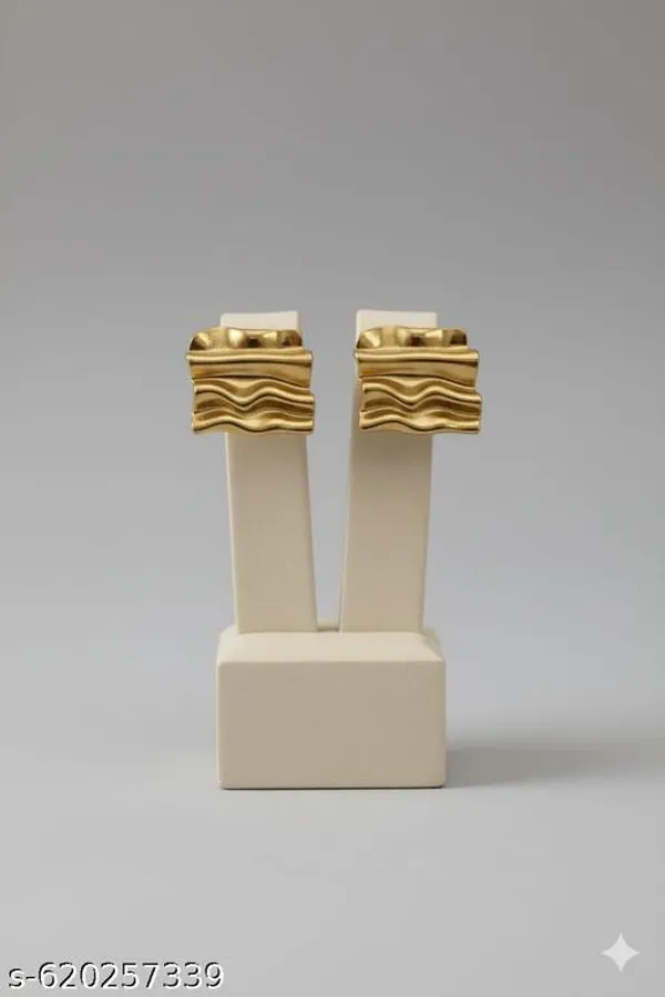 Elegant_Gold_Toned_Wavy_Rectangular_Stud_Earrings_|_Minimalist_Anti_Tarnish