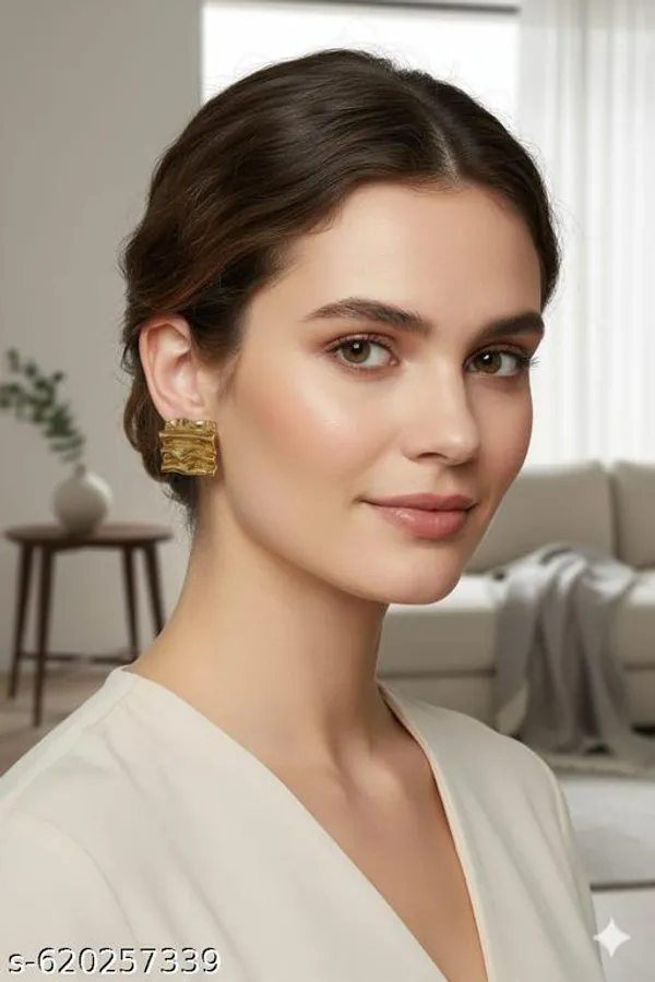 Elegant_Gold_Toned_Wavy_Rectangular_Stud_Earrings_|_Minimalist_Anti_Tarnish