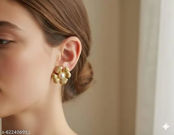 Gold_Toned_Floral_Pearl_Stud_Earrings_|_Anti_Tarnish