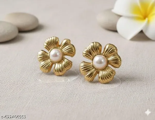 Gold_Toned_Floral_Pearl_Stud_Earrings_|_Anti_Tarnish
