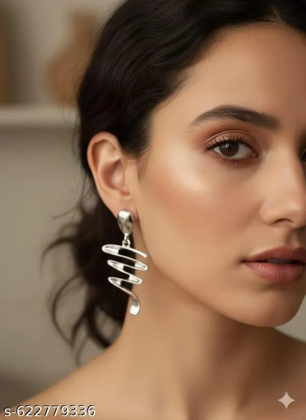 Trendy_Abstract_Zigzag_Drop_Earrings_|_Gold_And_Silver_Tone_|_Anti_Tarnish