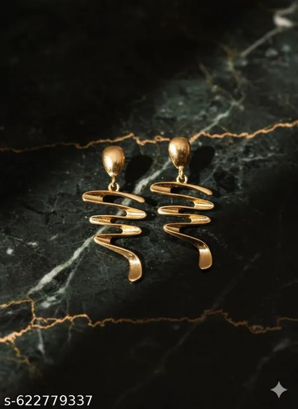 Trendy_Abstract_Zigzag_Drop_Earrings_|_Gold_And_Silver_Tone_|_Anti_Tarnish