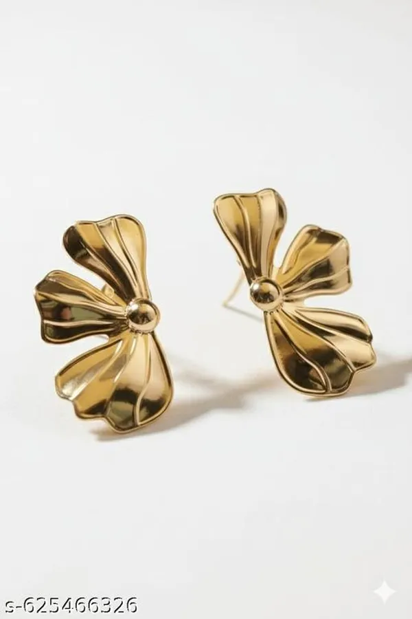 Elegant_Gold_Plated_Bow_Design_Stud_Earrings