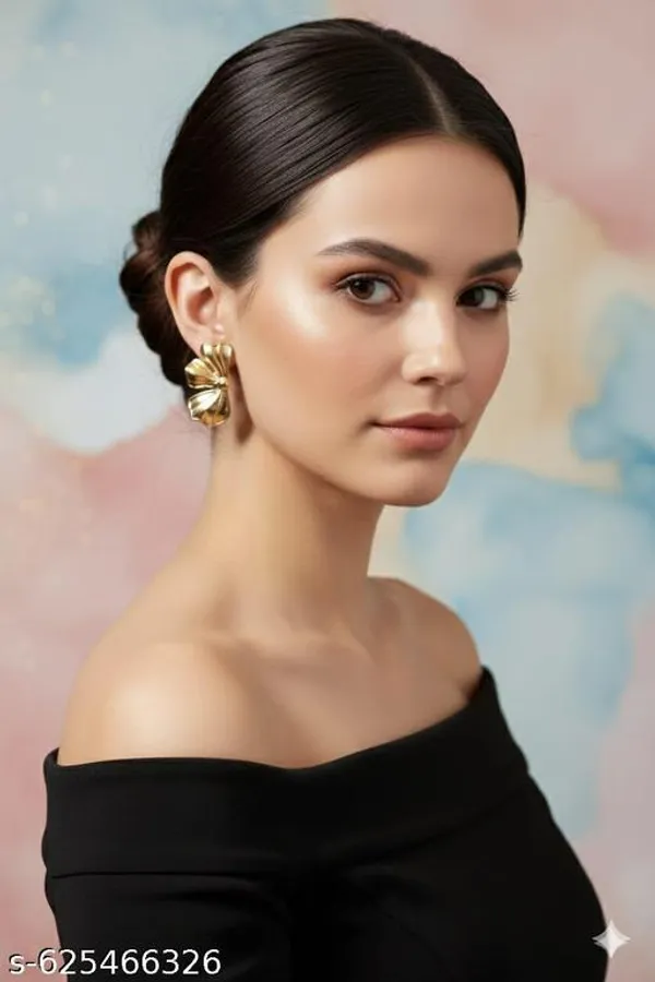 Elegant_Gold_Plated_Bow_Design_Stud_Earrings