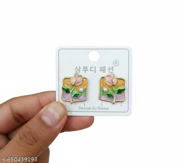 Elegant_Floral_Enamel_Stud_Earrings_For_Women_And_Girls
