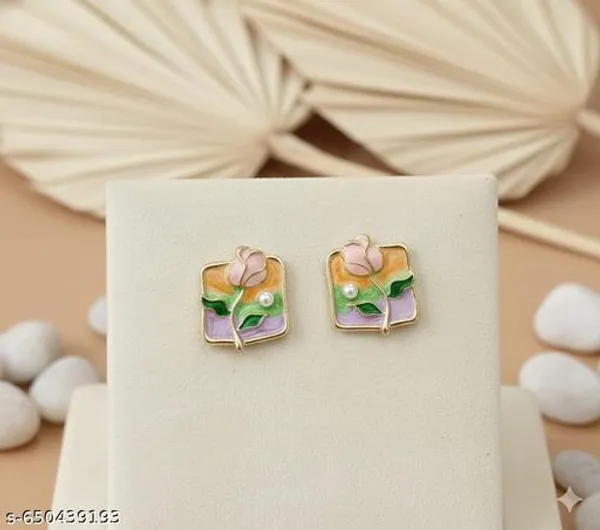 Elegant_Floral_Enamel_Stud_Earrings_For_Women_And_Girls